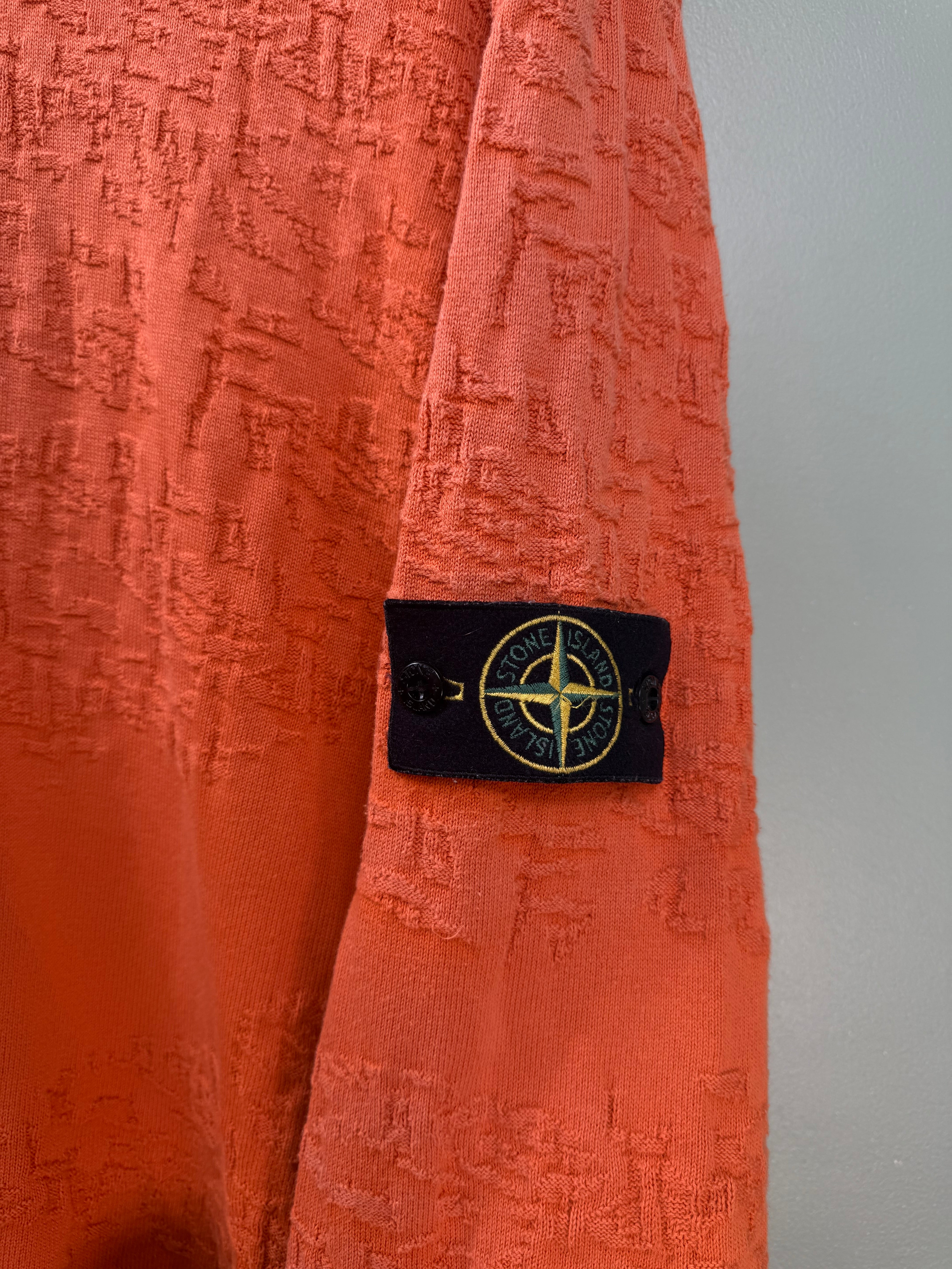 Stone Island Orange Pattern Knit Hoodie