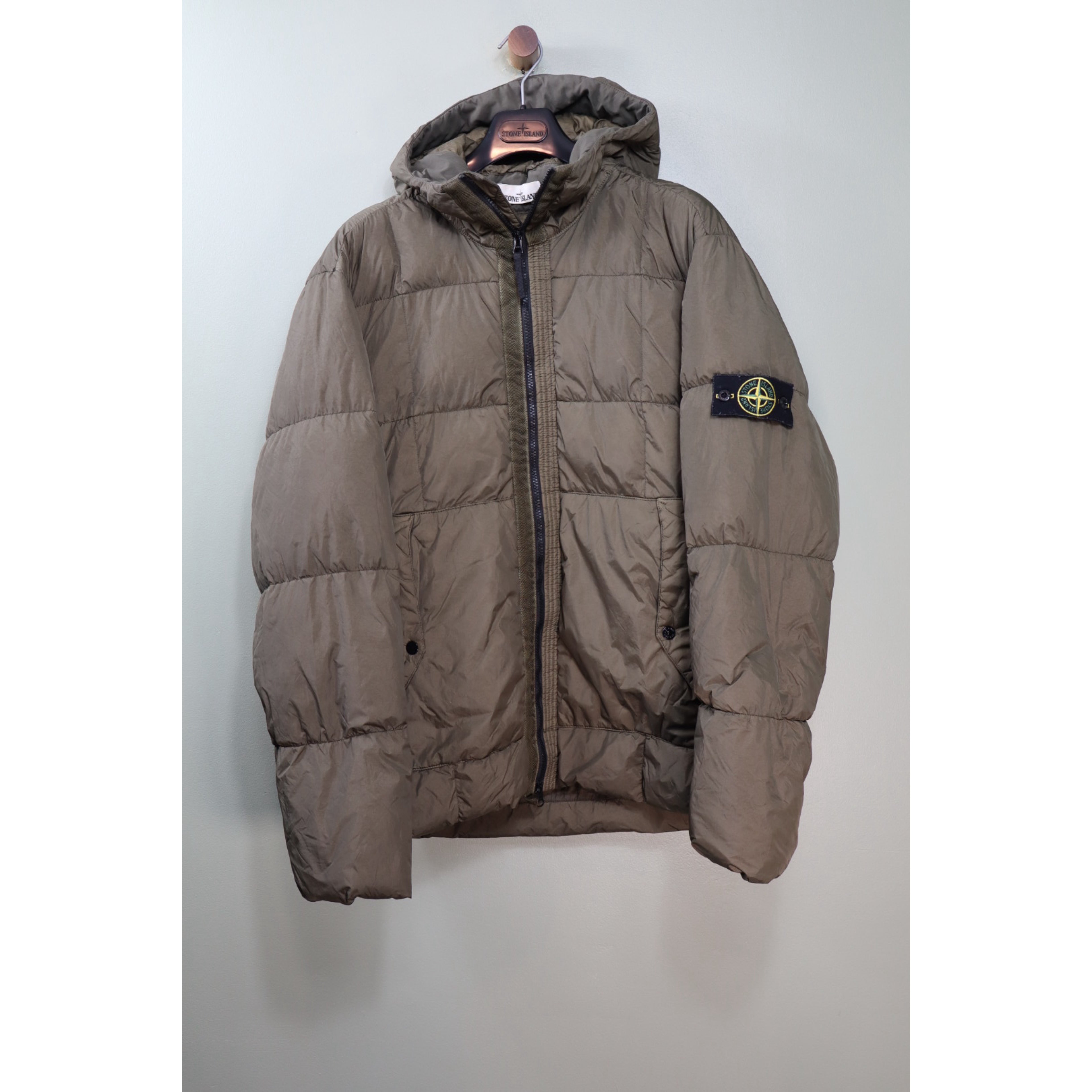 Stone Island Khaki Crinkle Reps Down Jacket