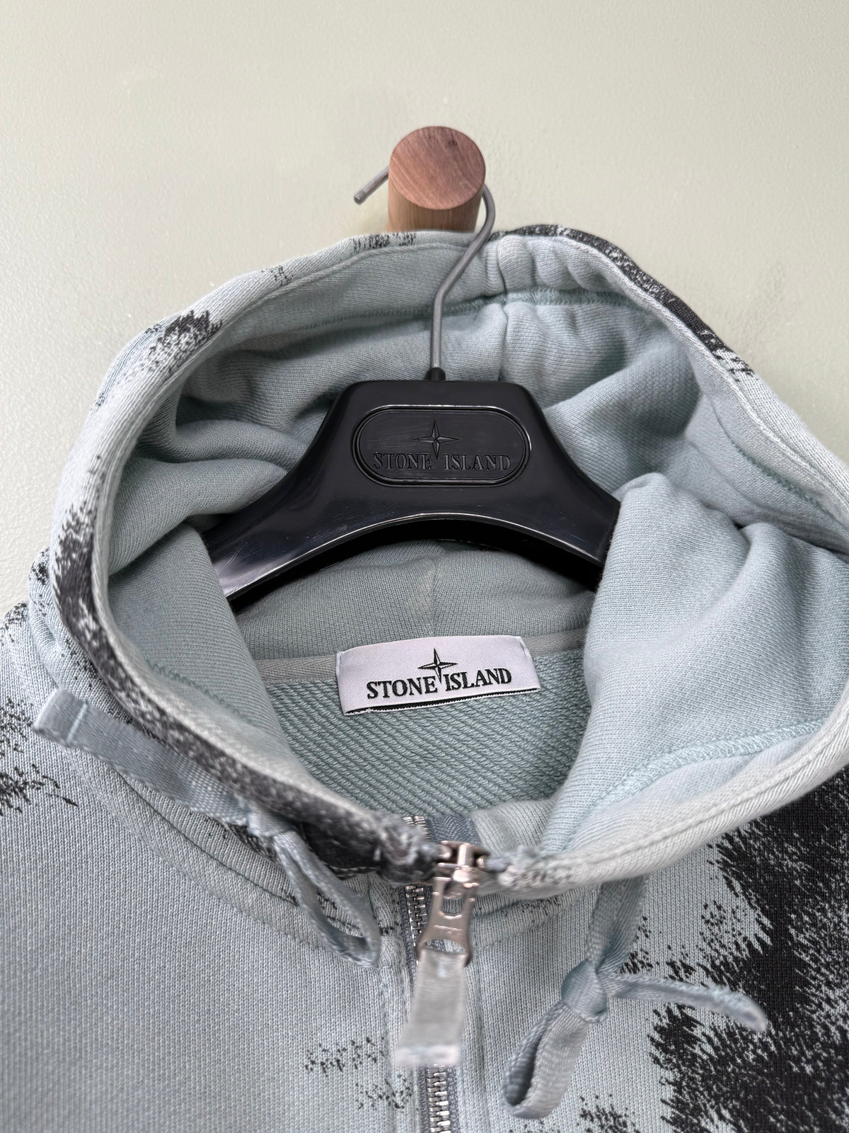 Stone Island Light Blue Earth Camo 1/4 Zip Hoodie
