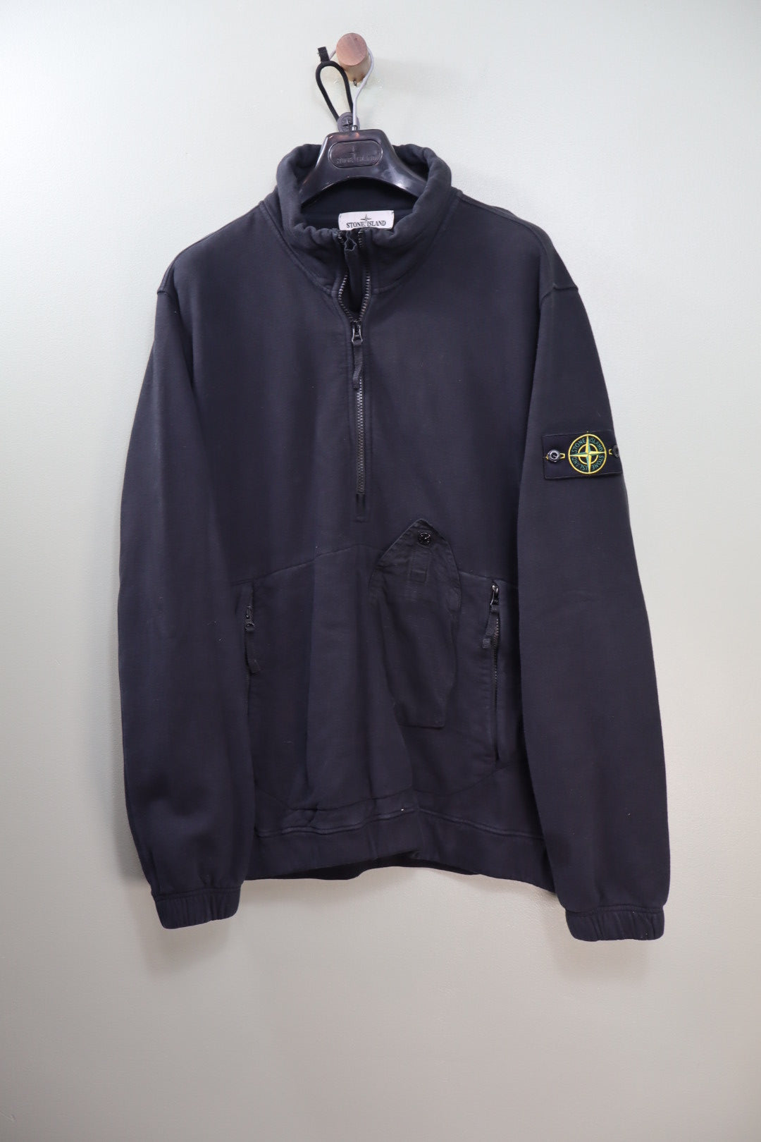 Stone Island Black 1/4 Zip Smock Jumper