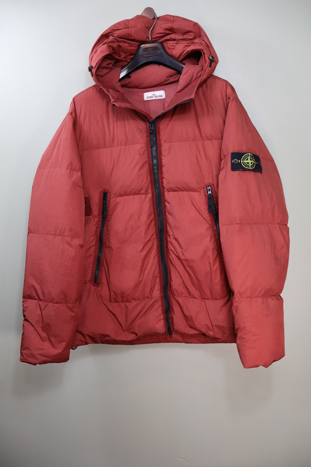 Stone Island Red Crinkle Reps Down Jacket