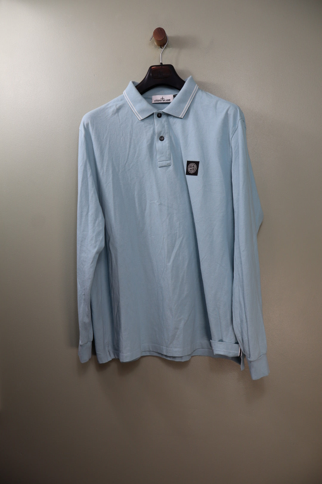 Stone Island Baby Blue Long Sleeve Polo Shirt