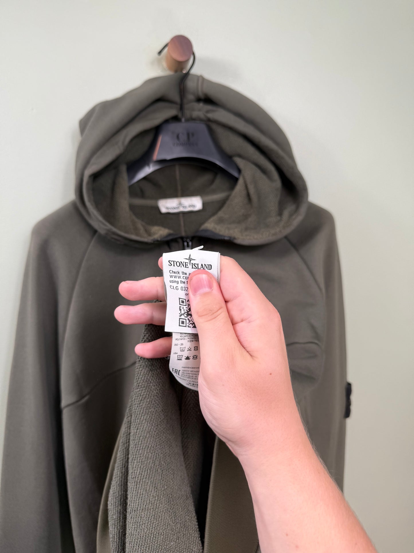Stone Island Khaki 1/4 Zip Hoodie