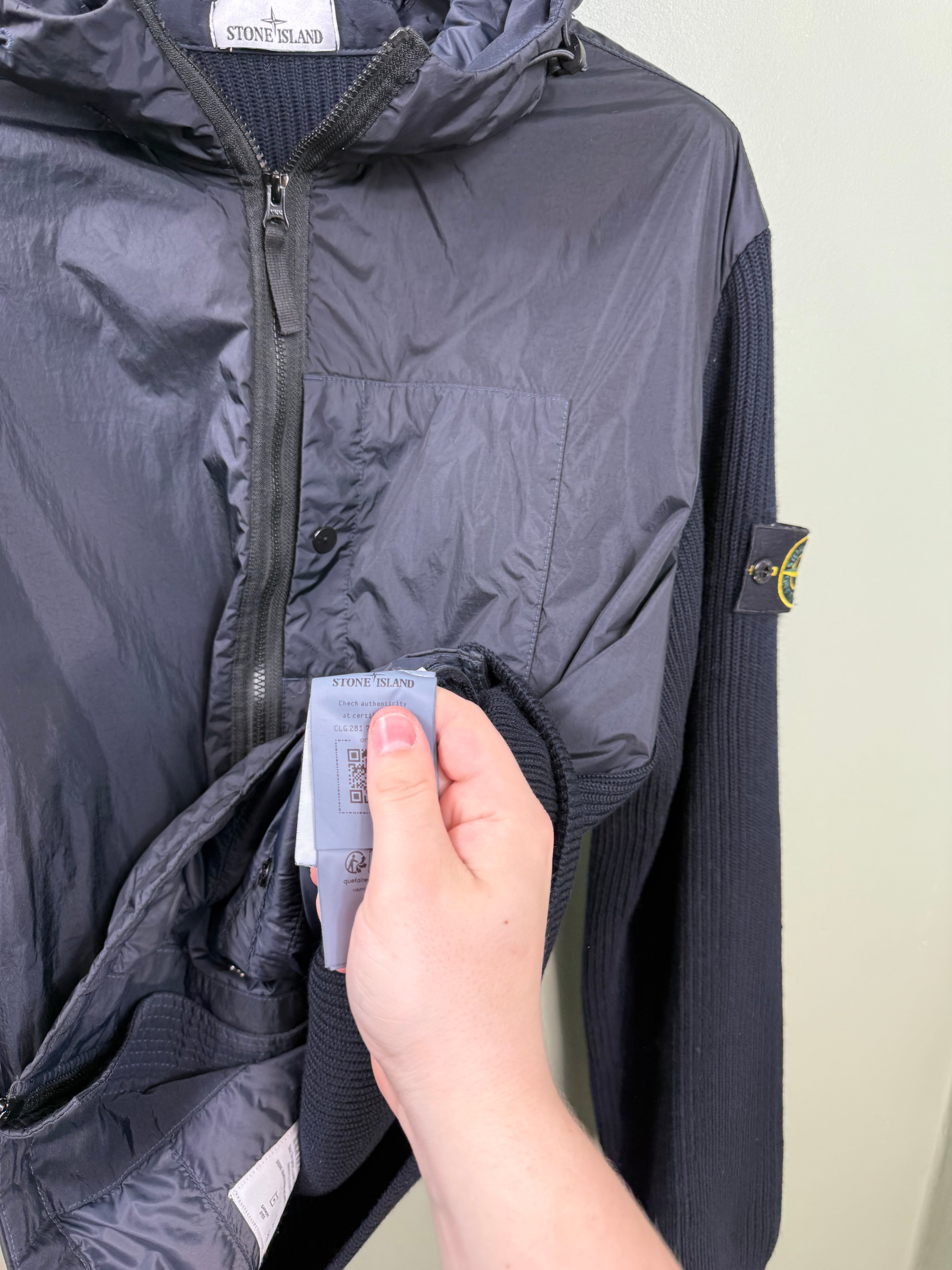 Stone Island Navy Crinkle Reps Knit Jacket