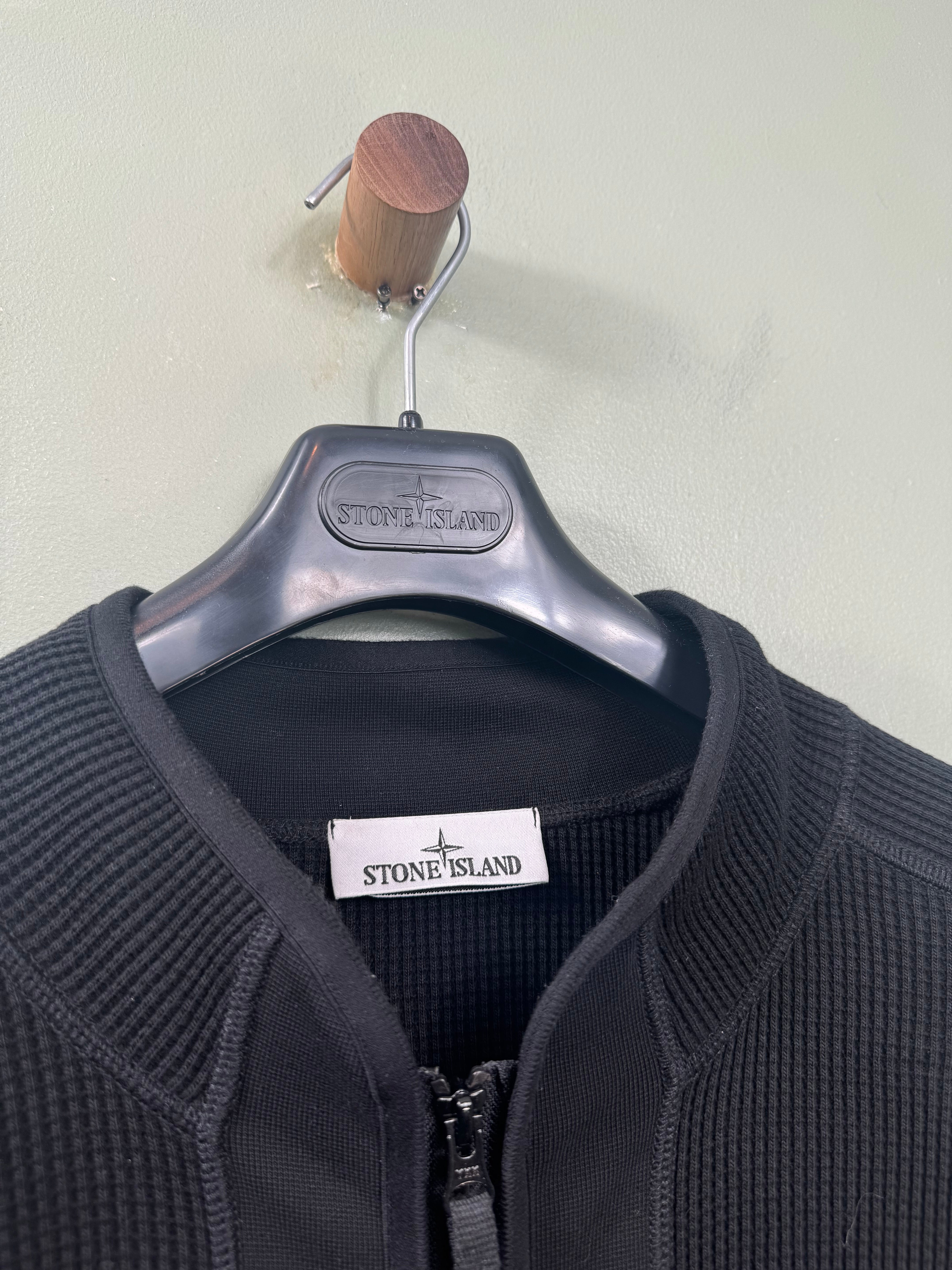 Stone Island Black Waffle Knit Zipped Jumper