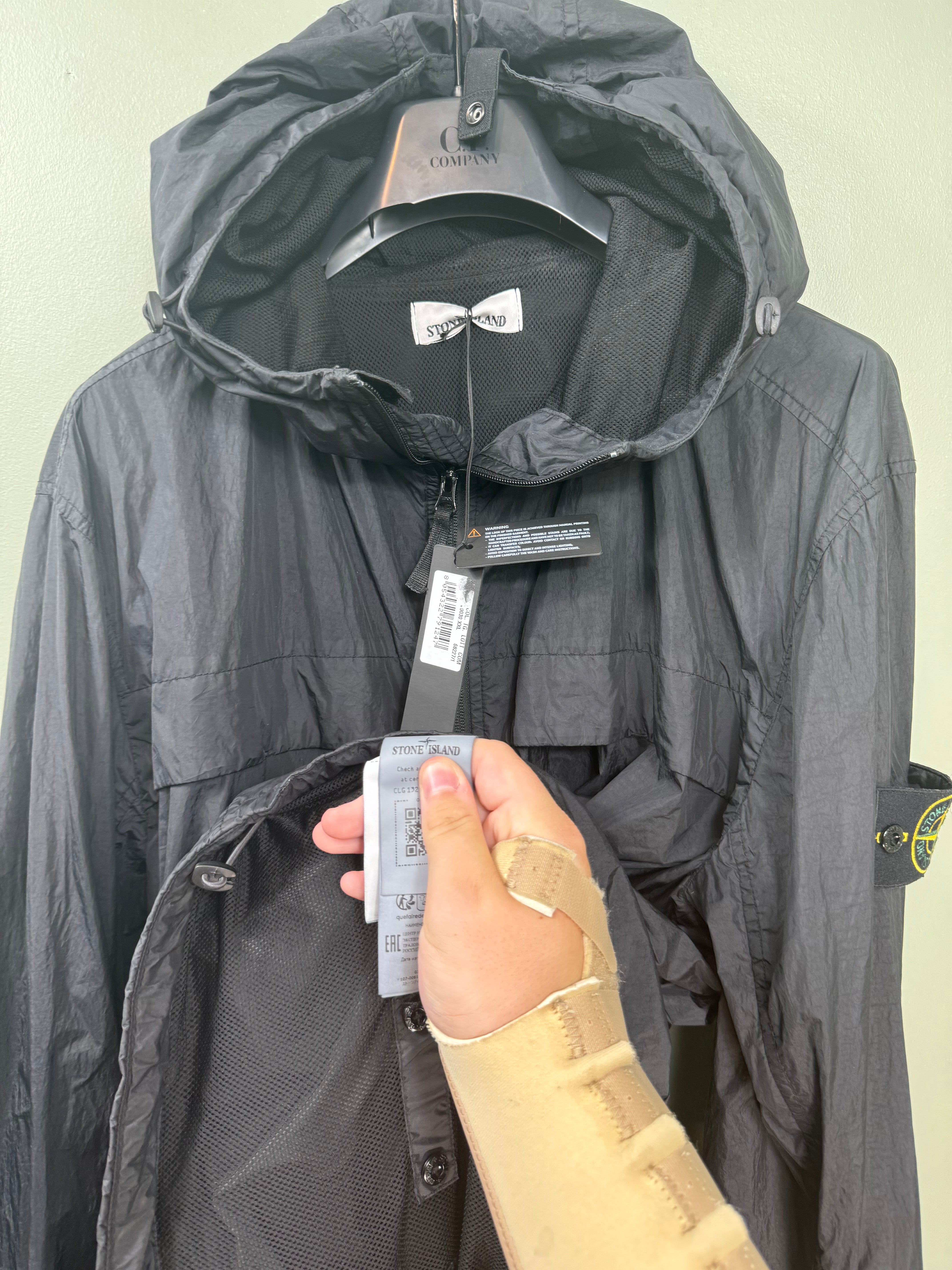 Stone Island Black Garment Dyed Crinkle Reps Jacket