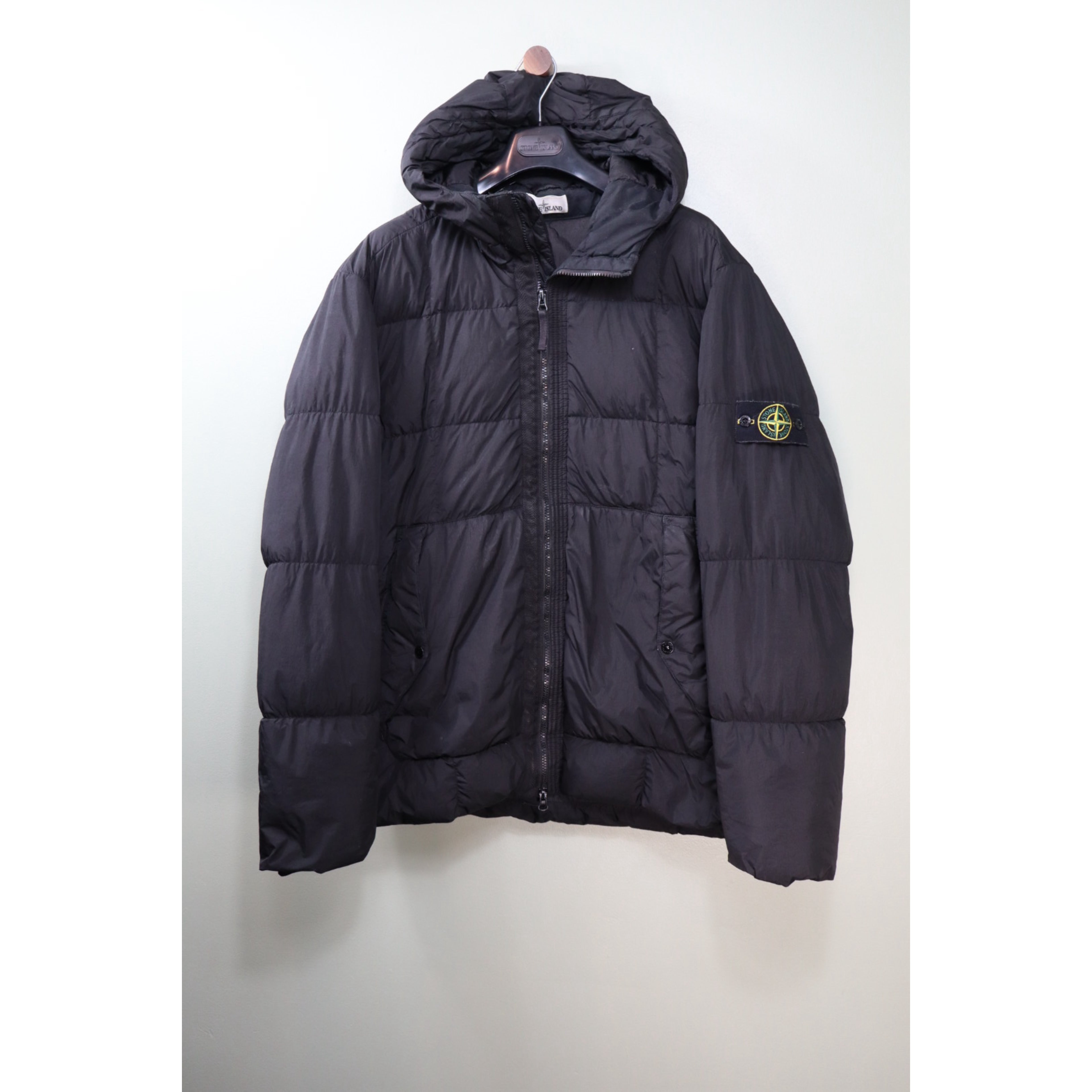 Stone Island Black Crinkle Reps Down Jacket