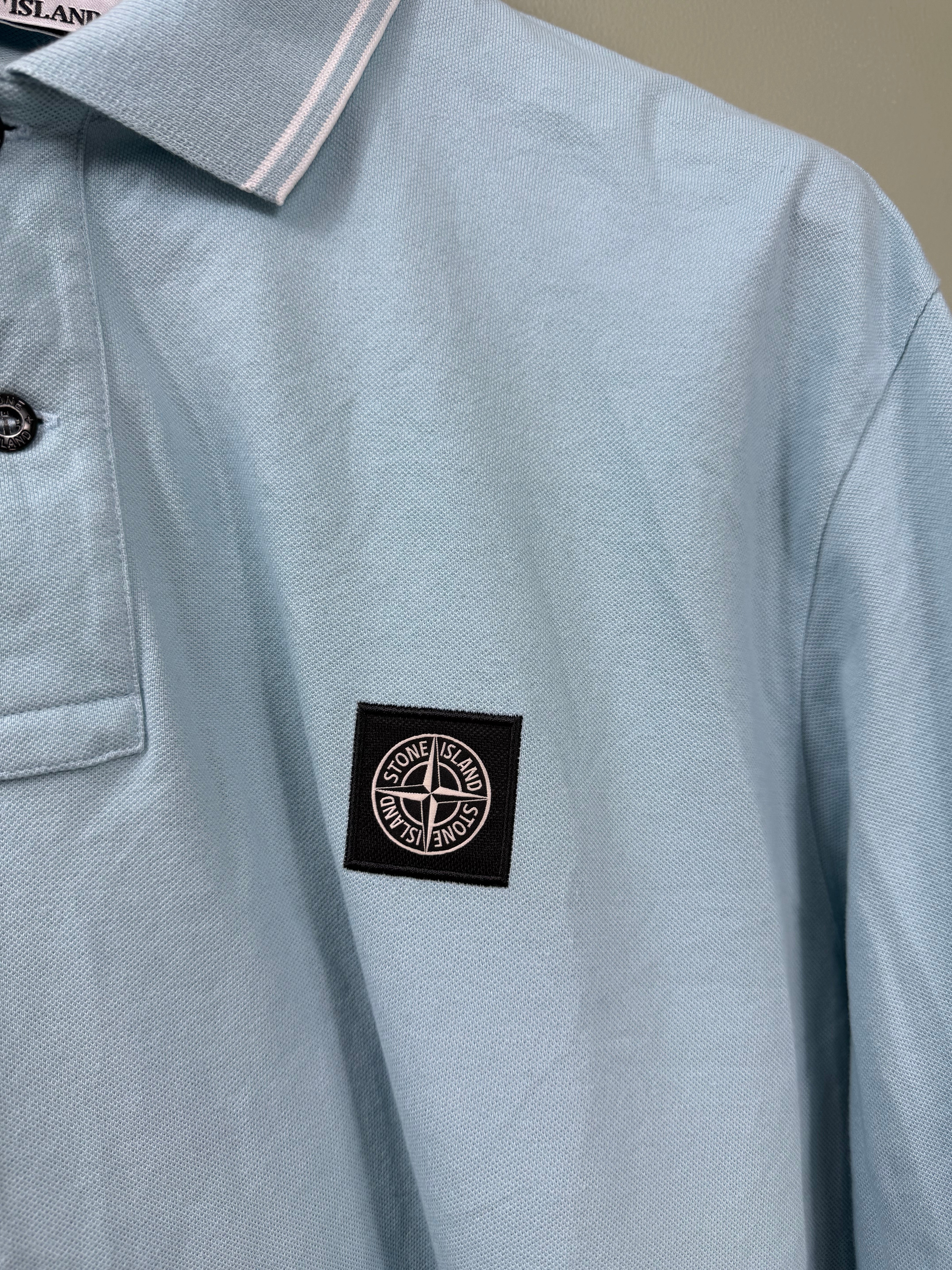 Stone Island Baby Blue Long Sleeve Polo Shirt