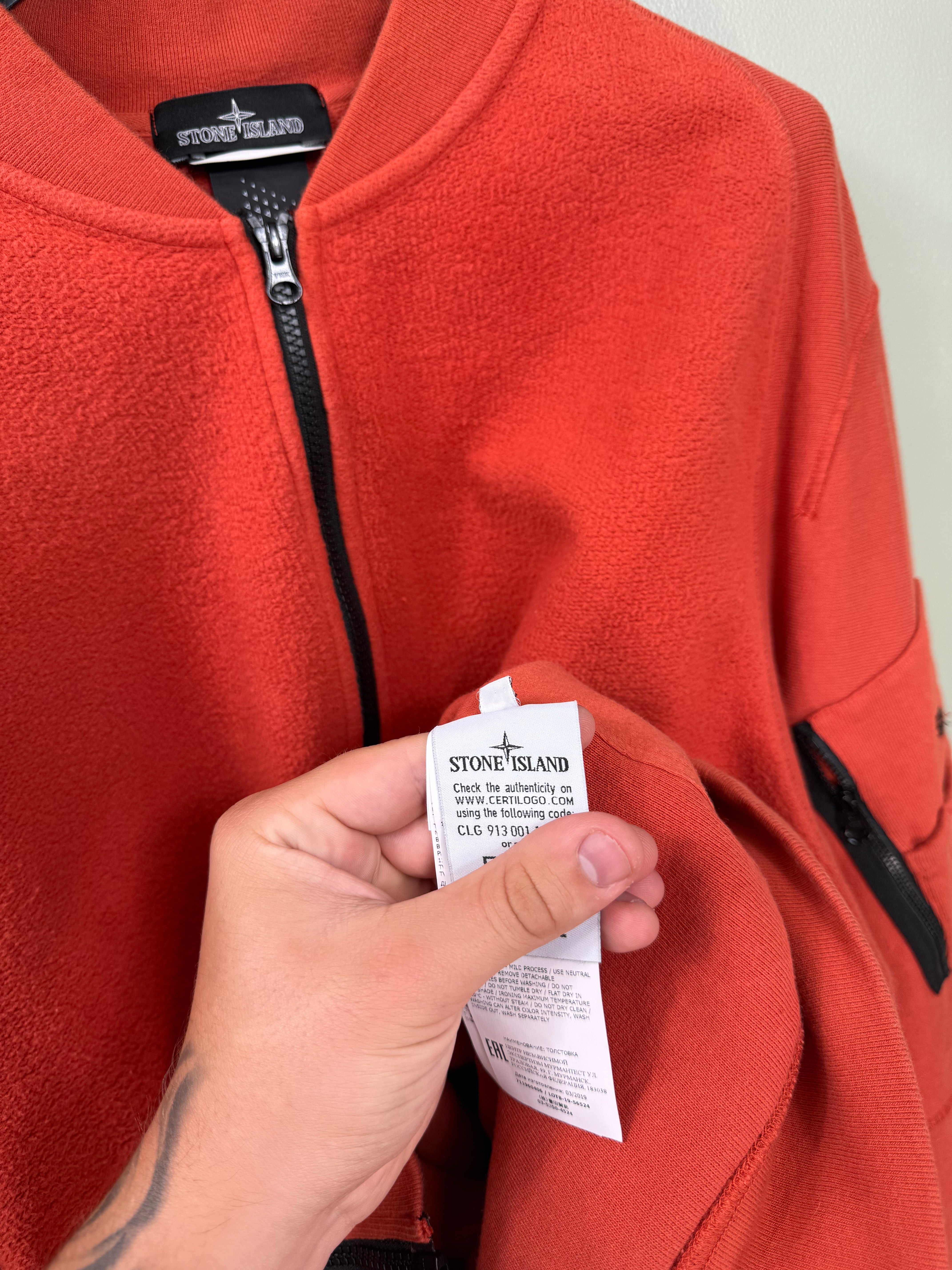 Stone Island Orange Shadow Project Fleece Bomber Jumper