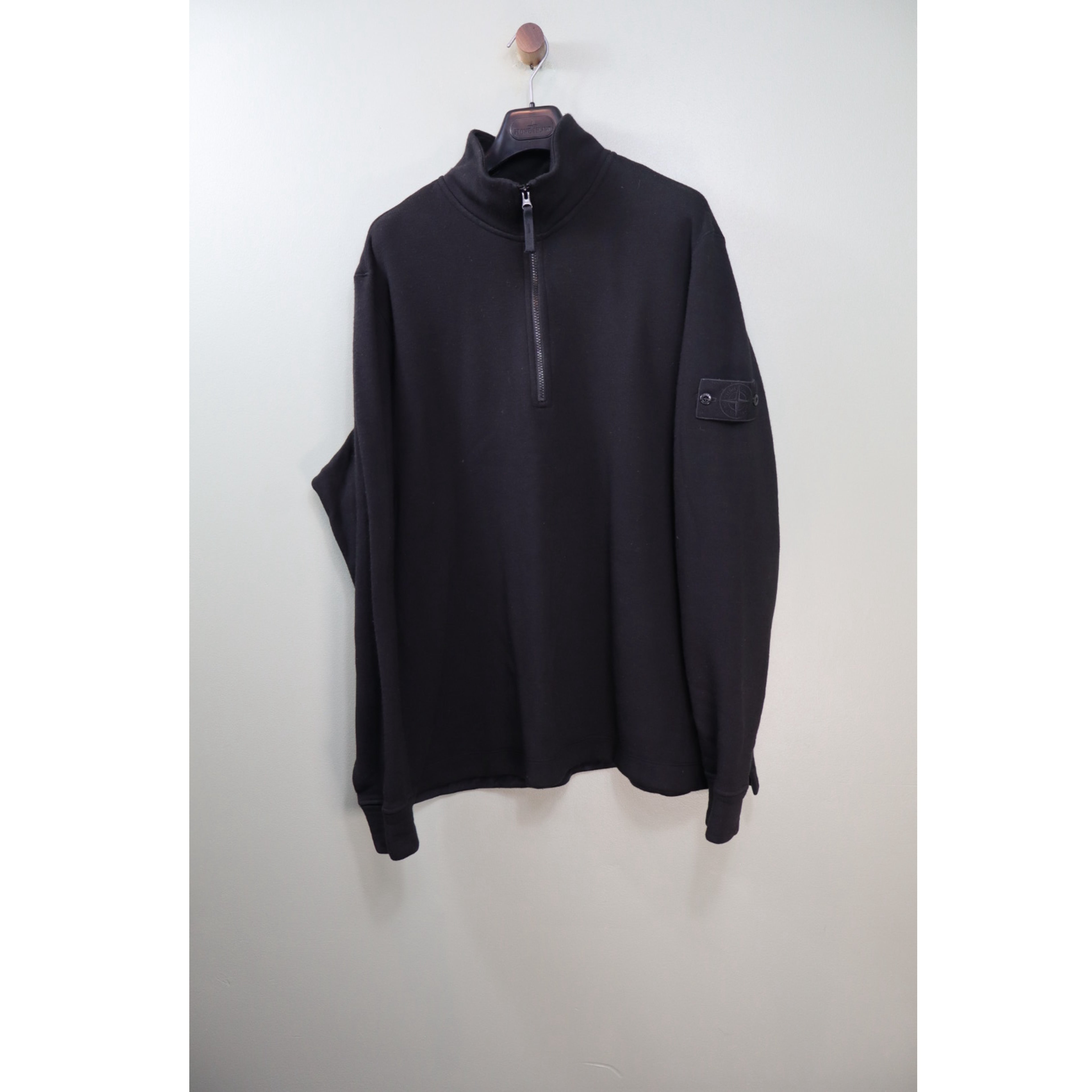 Stone Island Black 1/4 Zip Ghost Jumper