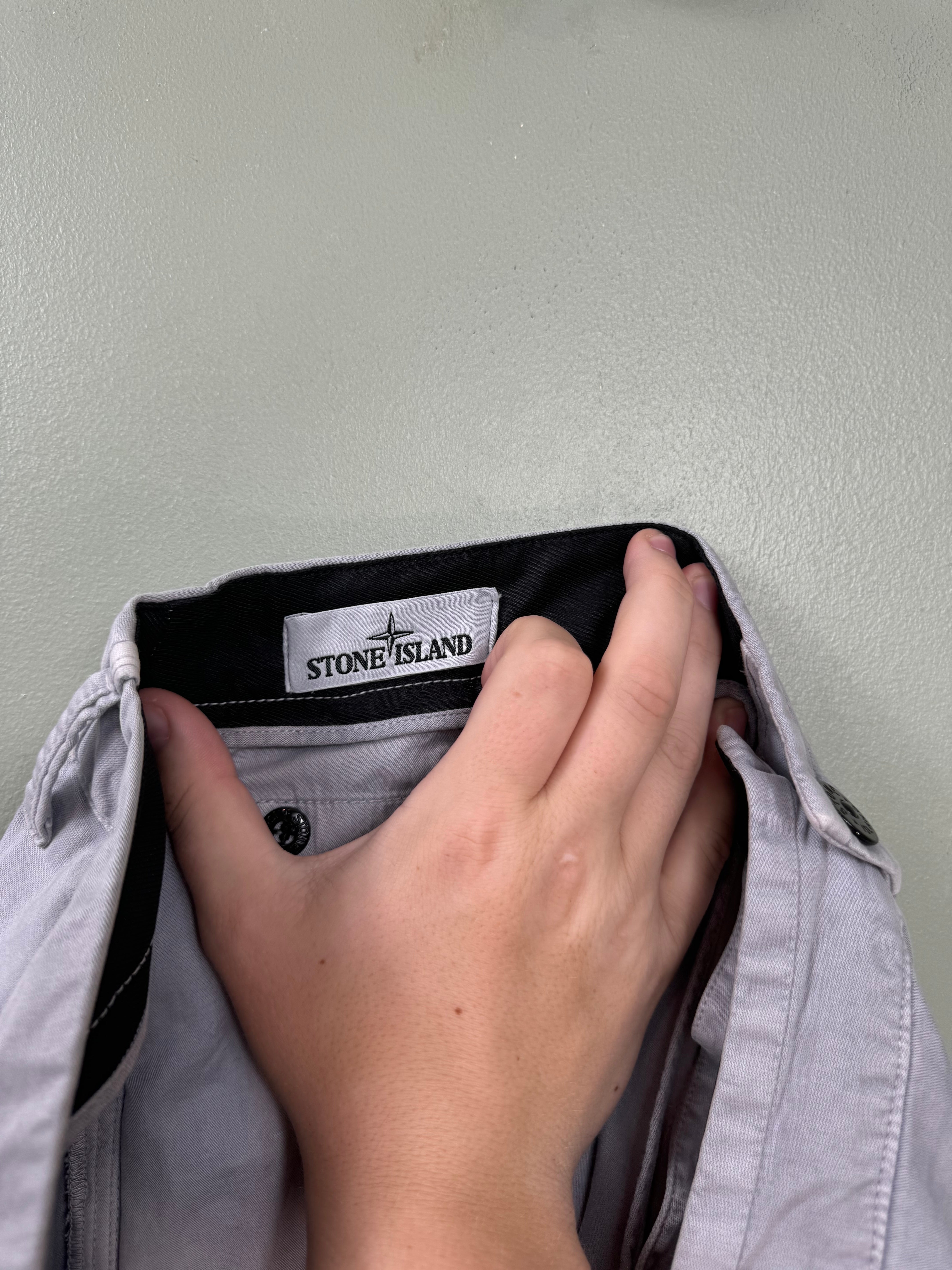 Stone Island Light Grey RE-T Cargo Bottoms