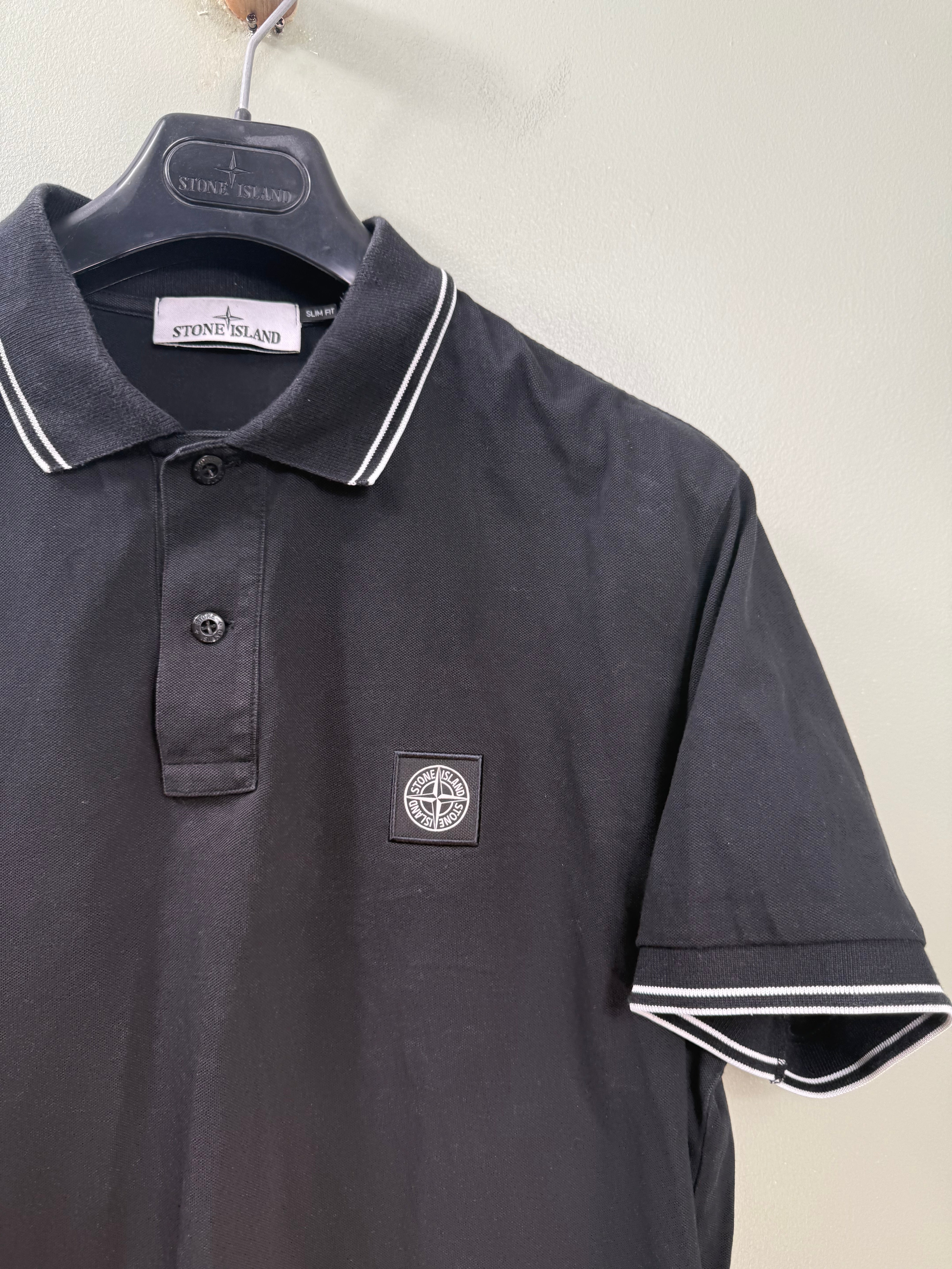 Stone Island Black Slim Fit Polo