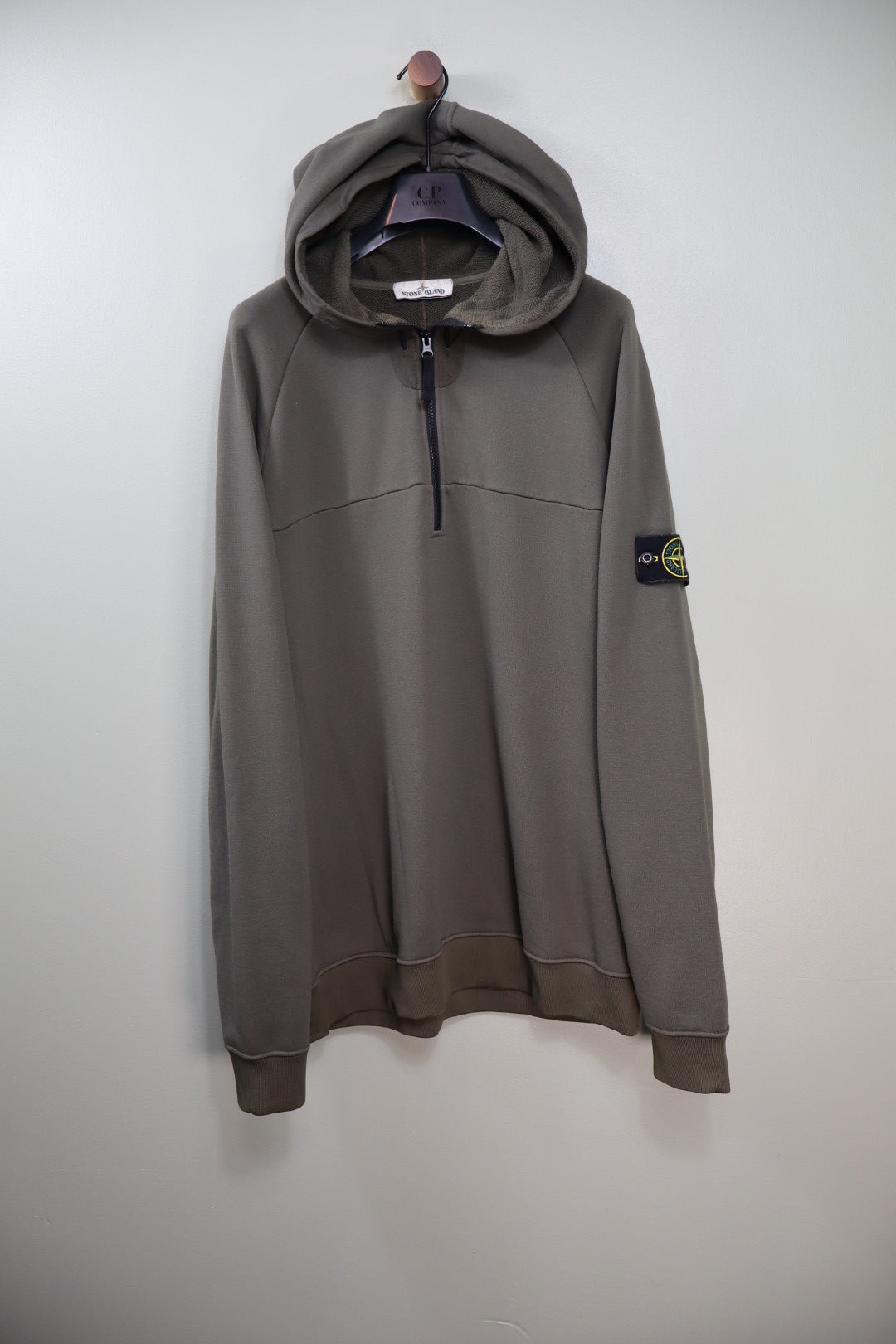 Stone Island Khaki 1/4 Zip Hoodie