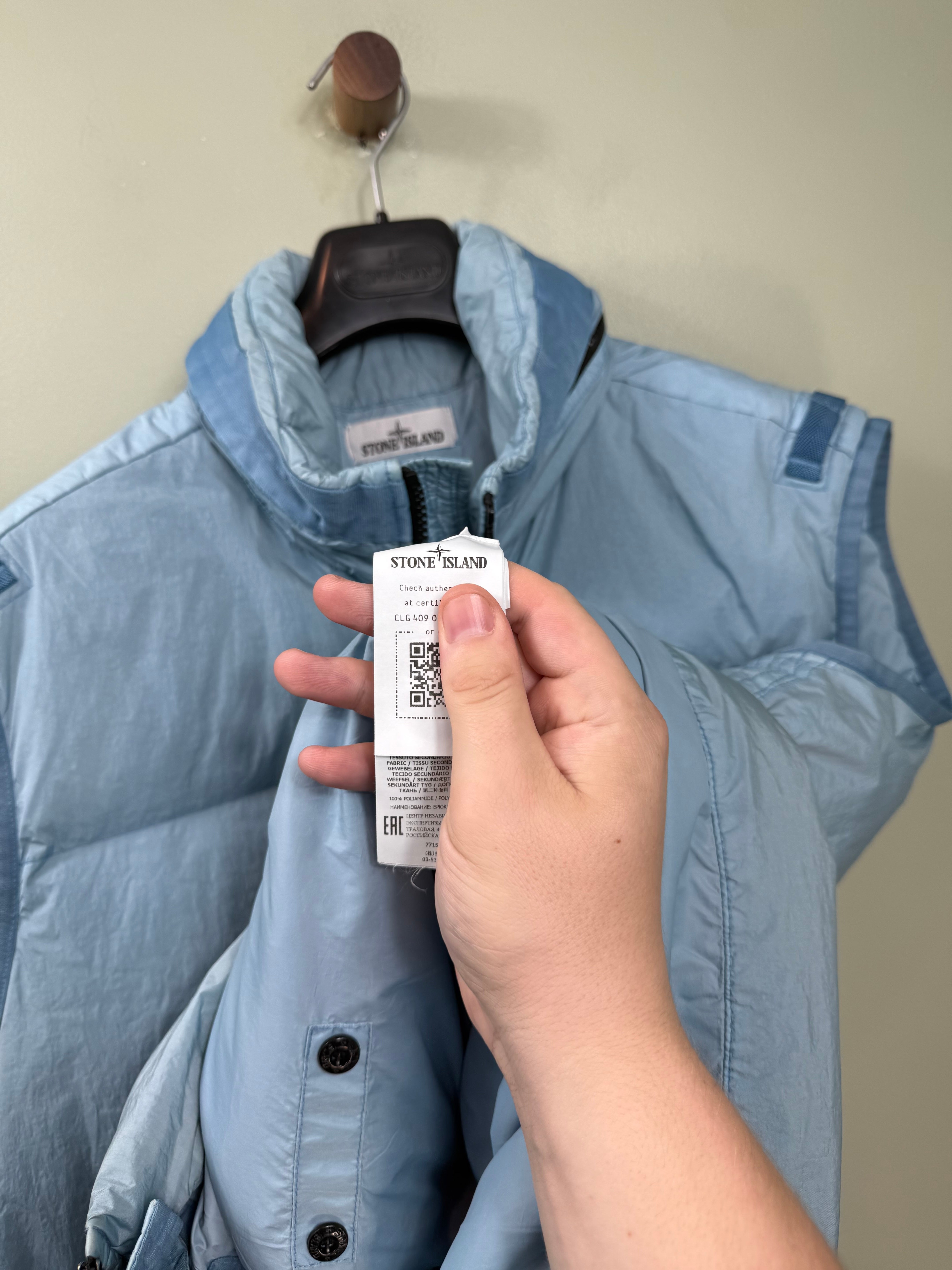 Stone Island Baby Blue Crinkle Reps Down Gilet