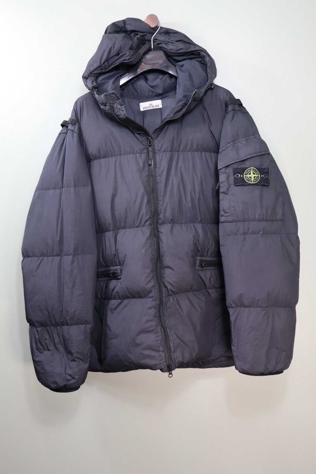 Stone Island Black Crinkle Reps Down Gilet