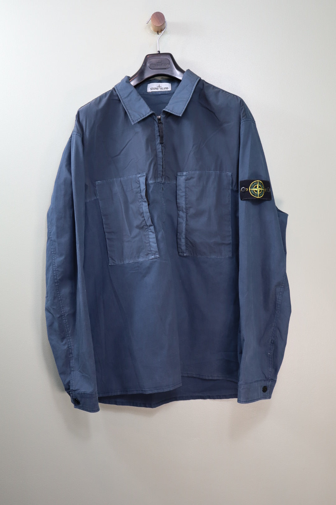 Stone Island Navy Mussola Plated Overshirt