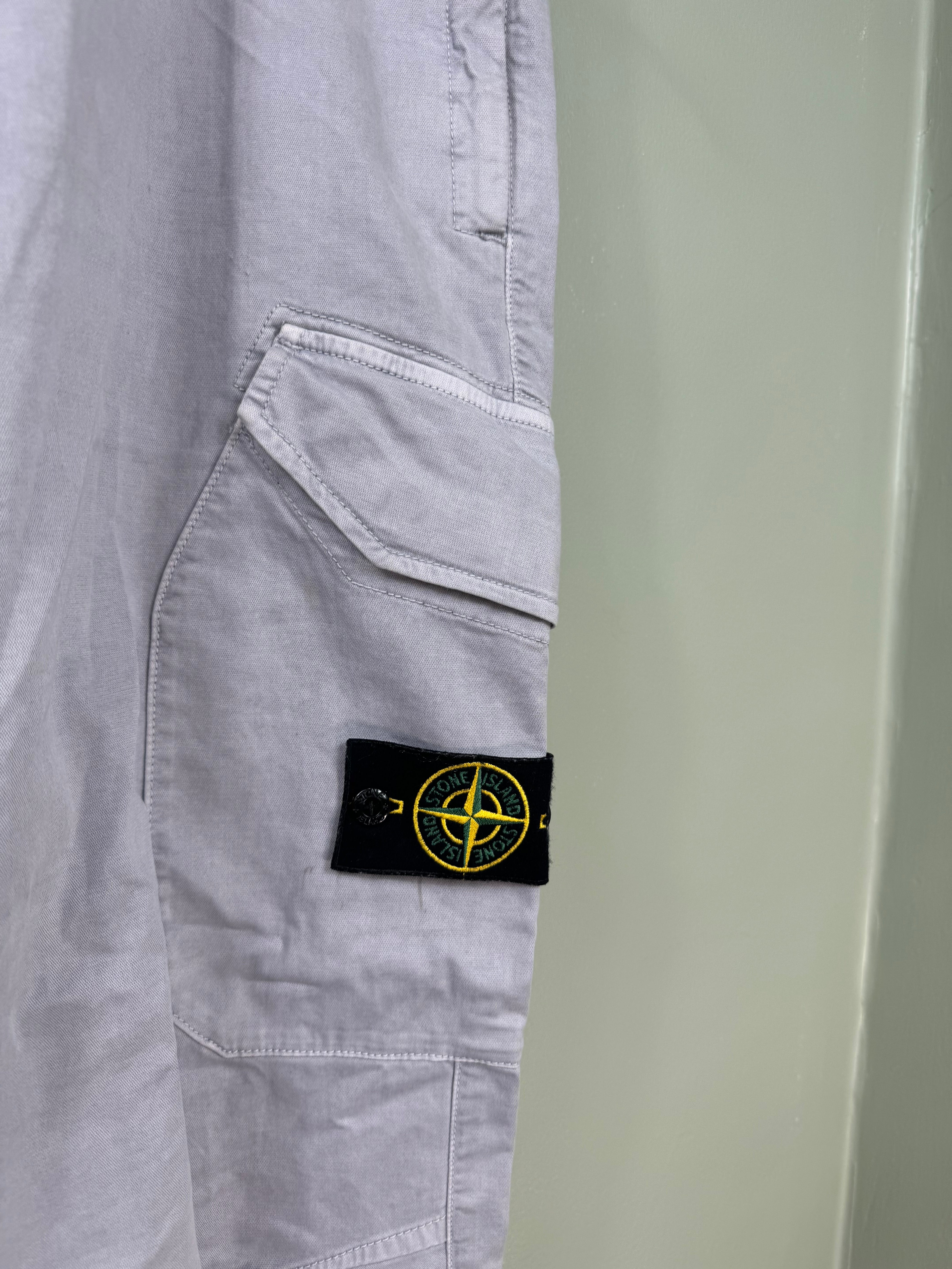Stone Island Light Grey RE-T Cargo Bottoms