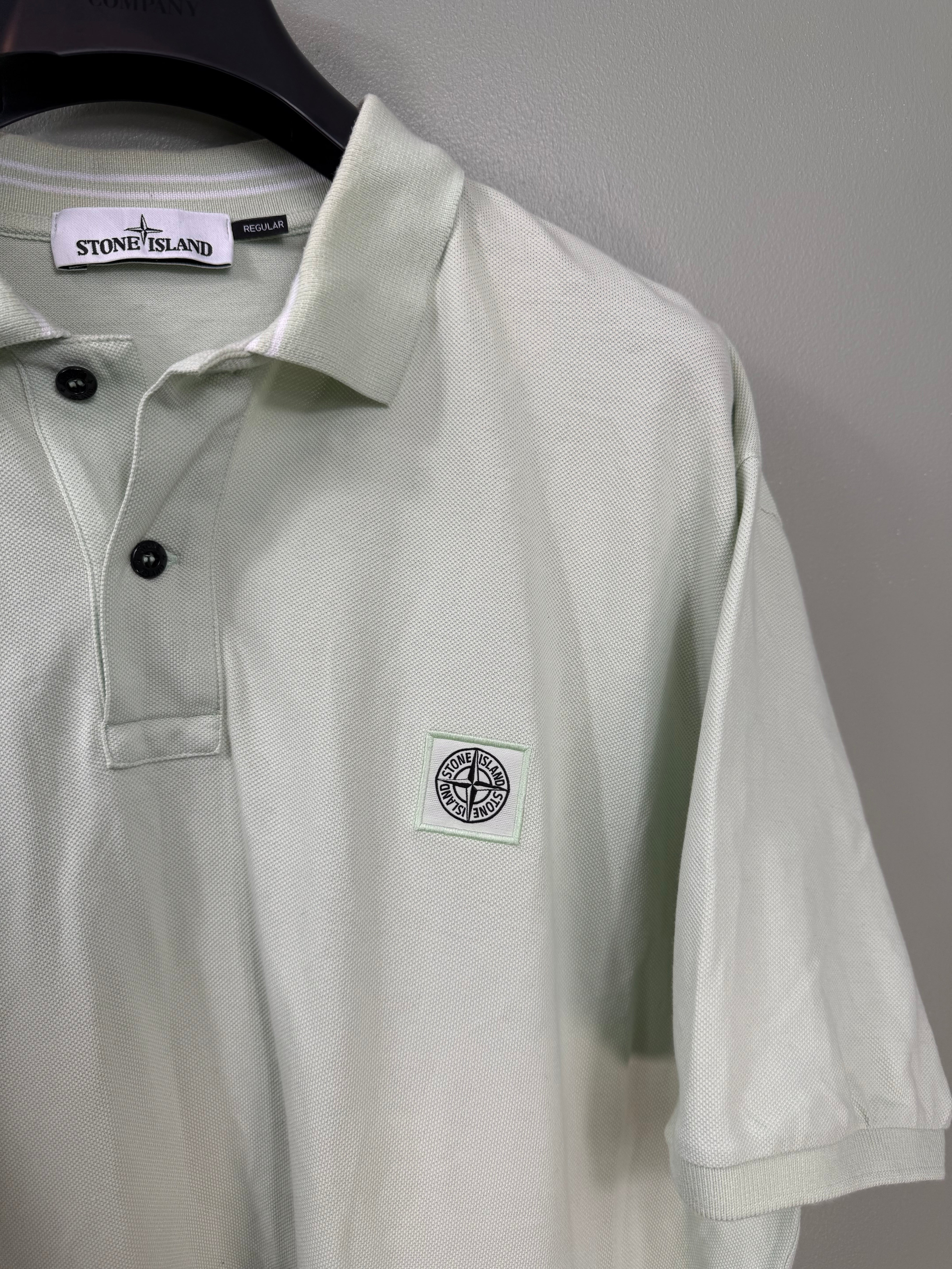 Stone Island Pastel Green Regular Fit Polo