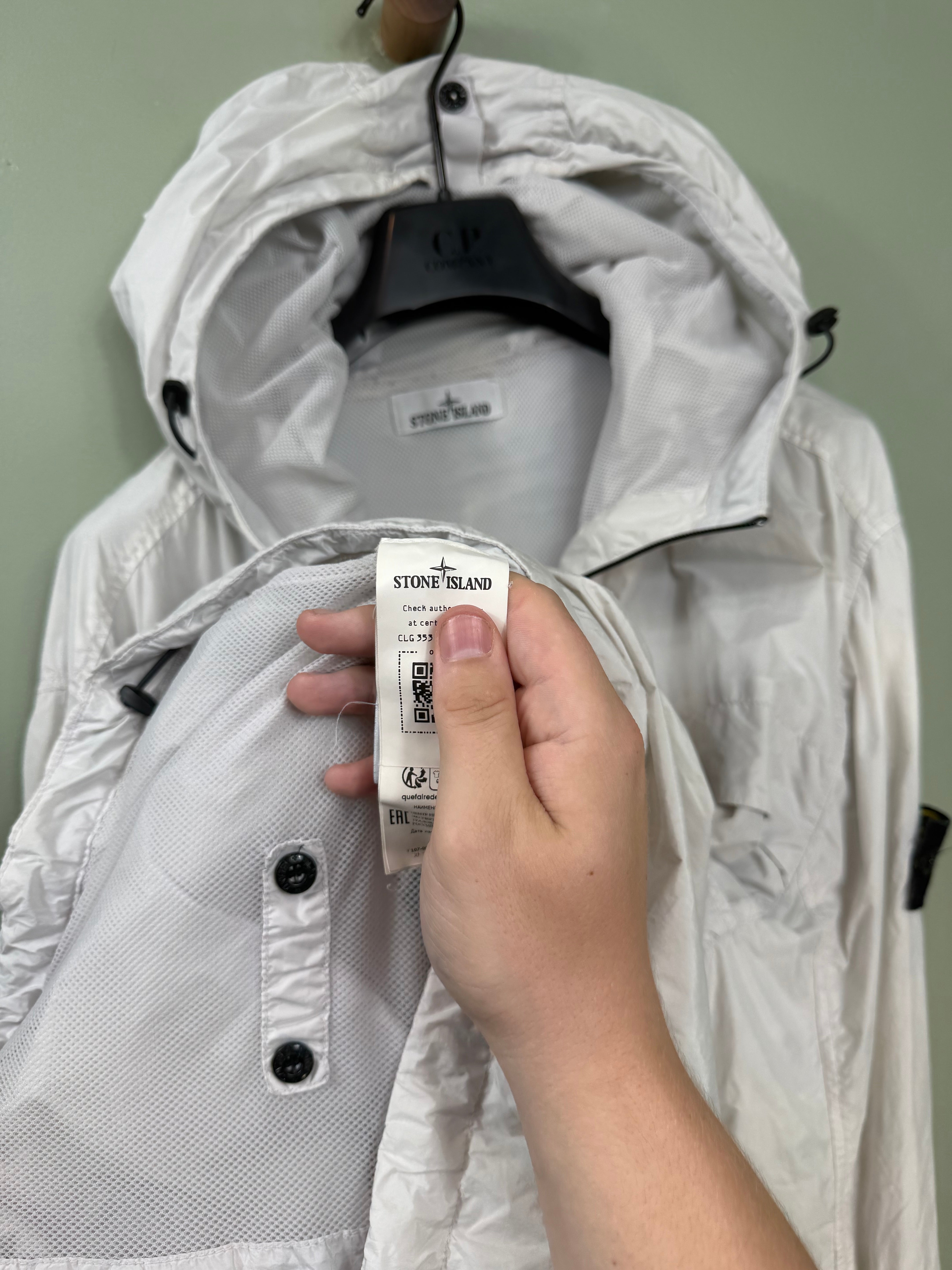 Stone Island White Crinkle Reps Jacket