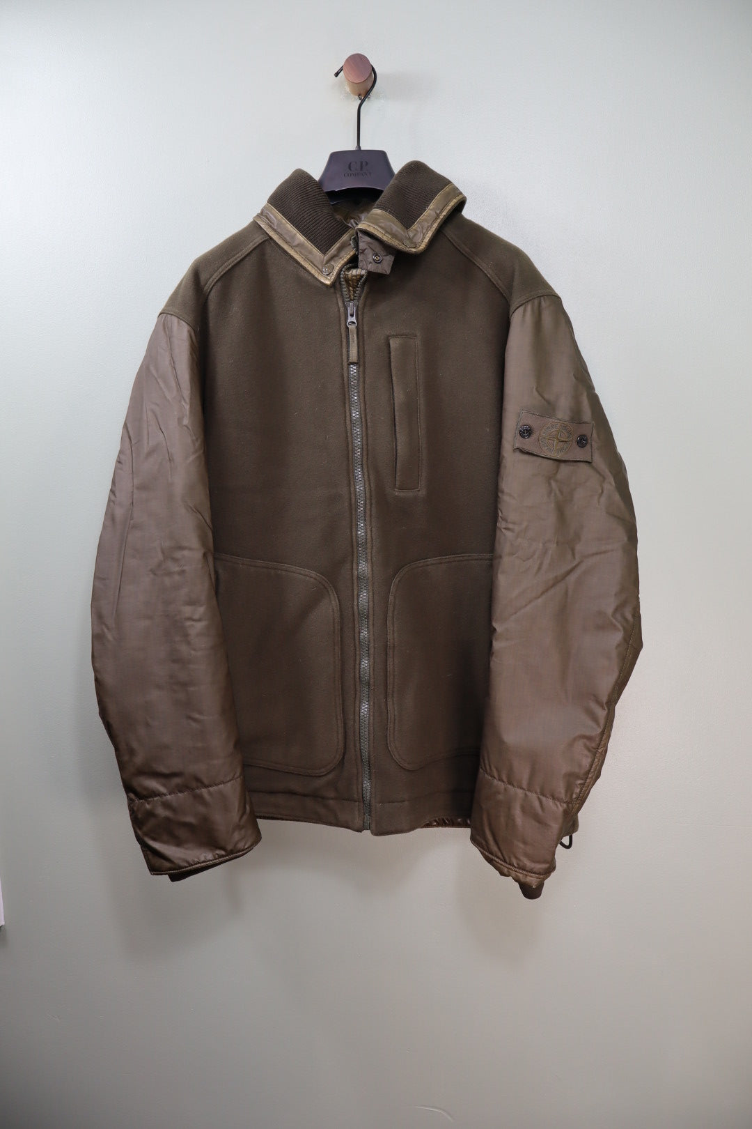 Stone Island Khaki Ghost Panno Tinto in Capo PIU Missoula Gommata Jacket